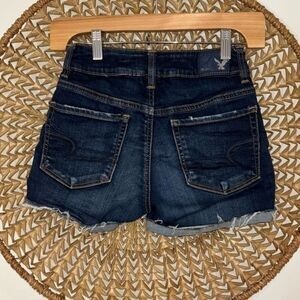 American Eagle Outfitters hi rise shortie dark denim shorts size 00